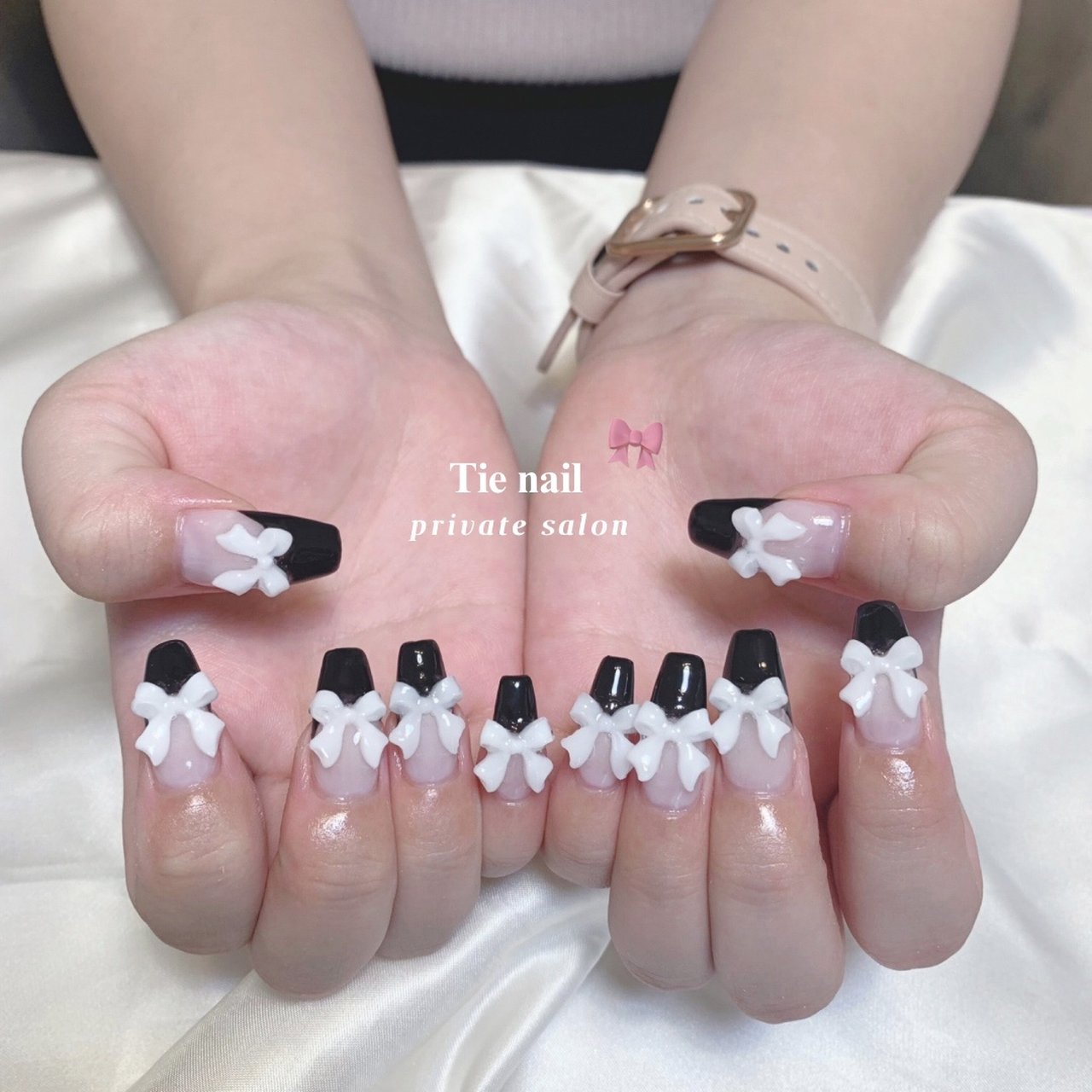 ネイルチップ フレンチガーリー フラワー フレンチ リボン ネイルチップ フレンチガーリー フラワー フレンチ リボン