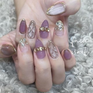 リングネイルチェックネイルチップお名前ネイルキルティング