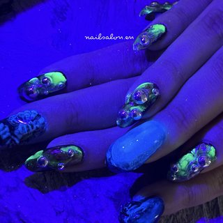 光るエイリアンフットネイルチップ 光るエイリアンフットネイルチップ 光るエイリアンフットネイルチップ