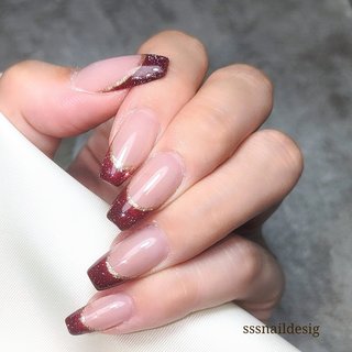 2025年】新着順｜ボルドー/#フラッシュフレンチのネイルデザイン
