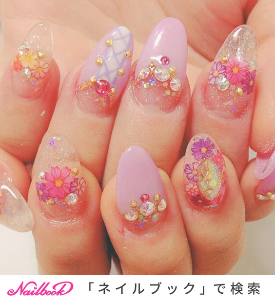 人気順 春 パープル ディズニーネイルのネイルデザイン ネイルブック