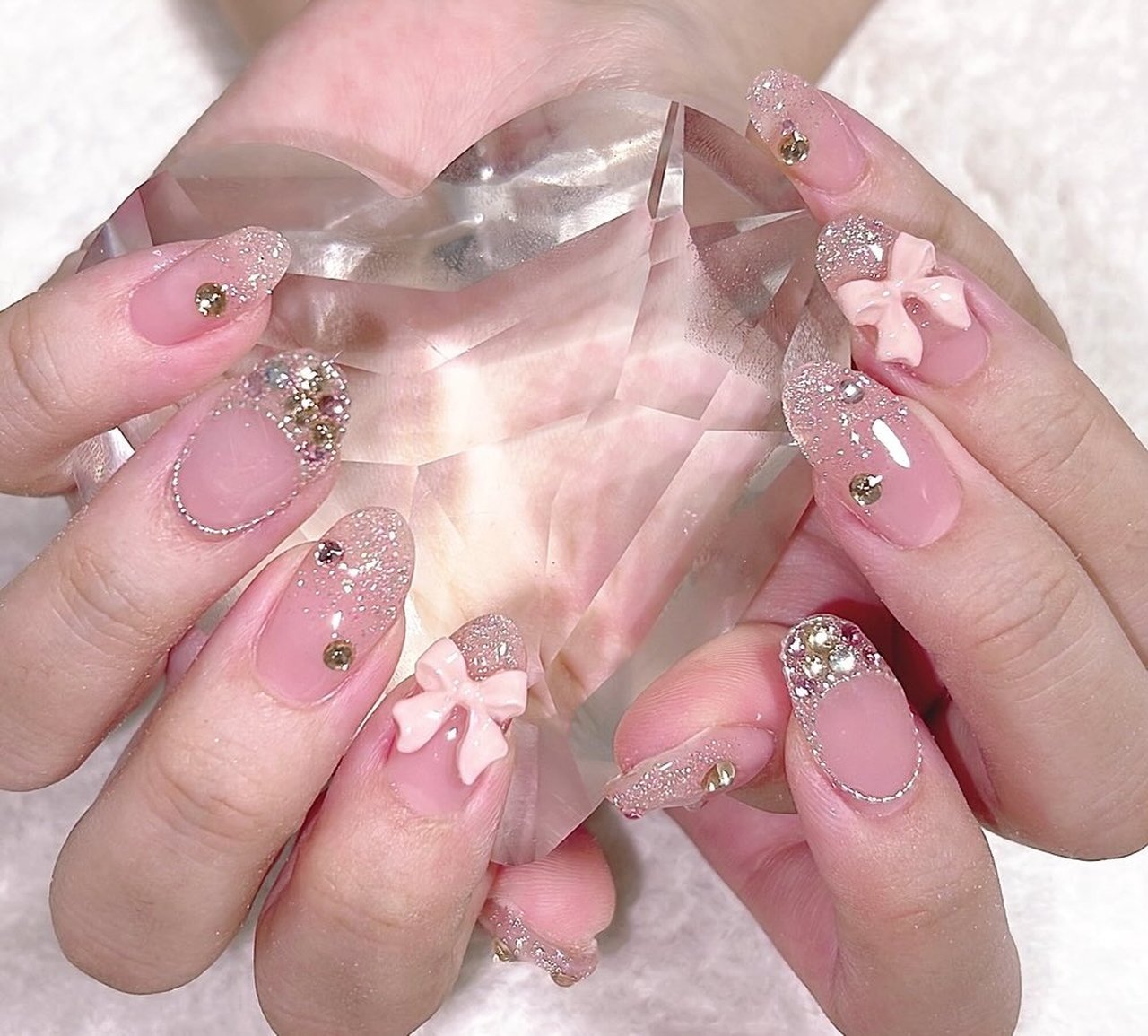 チェーン/リボン/ピンク/ジェルネイル - nail salon MUNのネイル