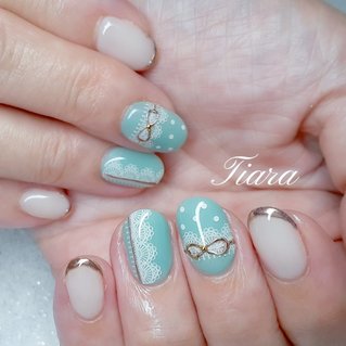 リボン/#青のネイルデザイン｜ネイルブック 