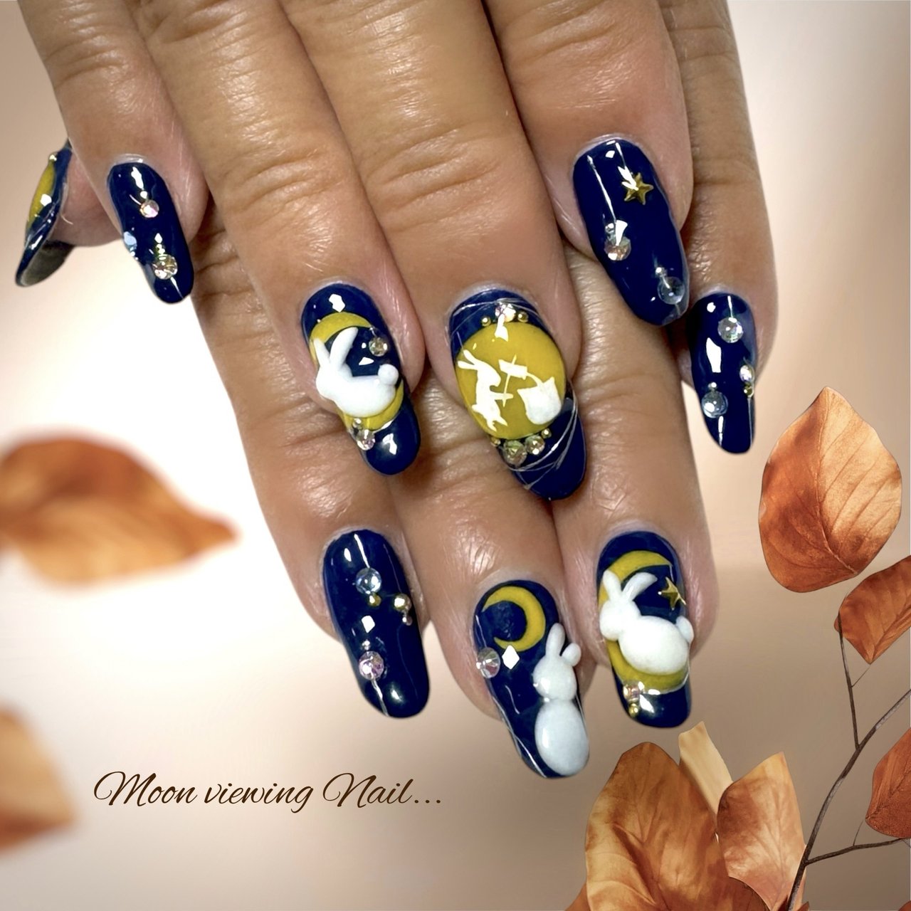 ハンド/ホワイト/イエロー/ネイビー - fuwafuwa-takakoのネイル