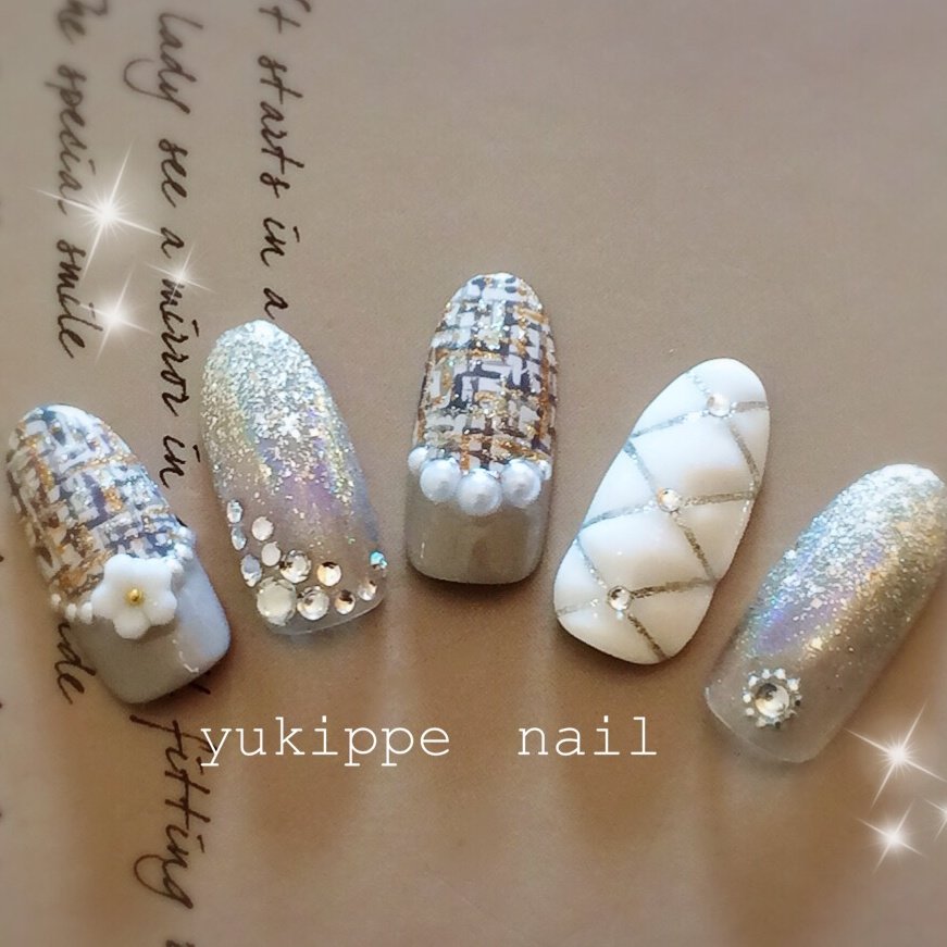 秋 冬 ハンド ツイード グレー 安藤由貴のネイルデザイン No ネイルブック