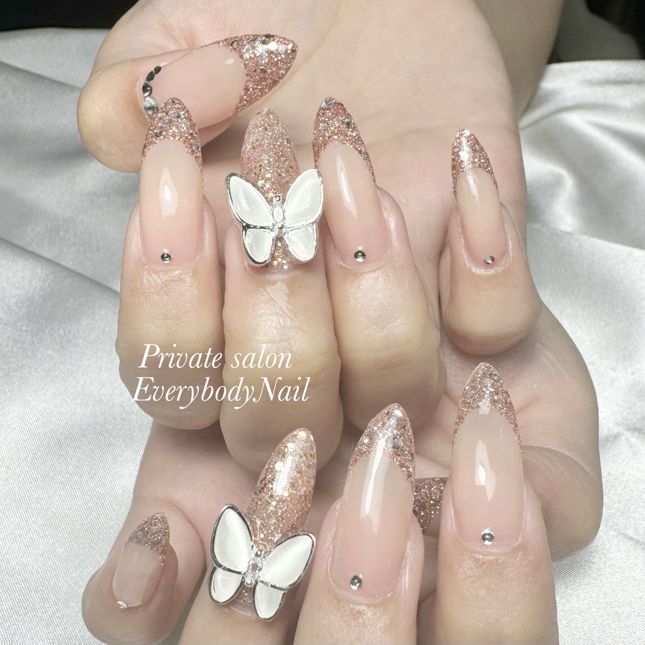 キラキラ　フレンチネイル　大人ネイル キラキラフレンチ☺︎ . . . #frenchnails #presto #ネイル #ネイル