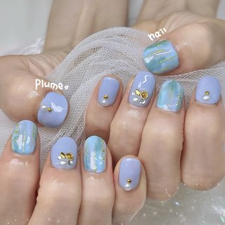 オーダー】ネイルチップ 量産型 ニュアンス 涼し 