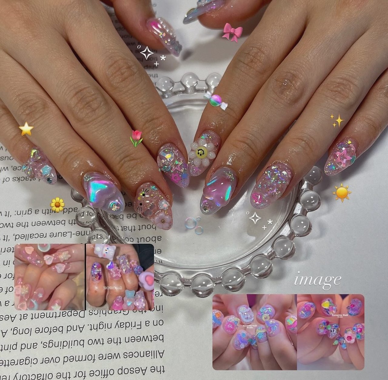 ネイル ネイルチップオーダー ちゅるん 月 ハート ワンホン 韓国 中国