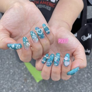 リボン/#青ネイルのネイルデザイン｜ネイルブック 