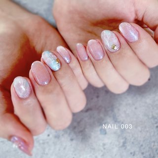 003】ネイルチップ マグネットネイル ニュアンス 春 ピンク シンプル