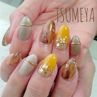 2024年】新着順｜ぷっくりネイル(ぷっくり)/#マスタードネイルのネイル  