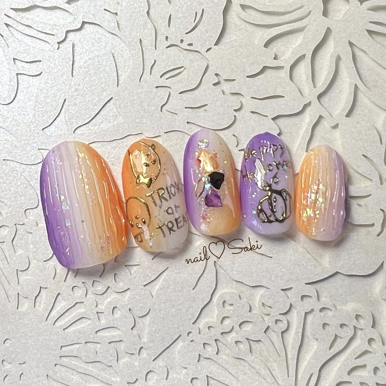 秋/ハロウィン/グラデーション/シェル/キラキラ - nail♡Sakiの
