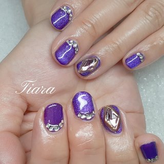 2026年】新着順｜パープル(紫)/#マグネットショートネイルのネイル