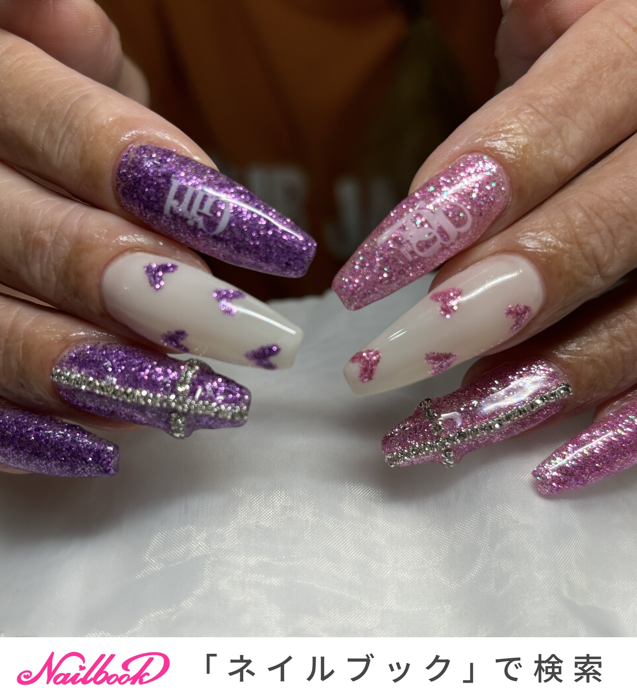 ラメ/ハート/キラキラ/ロング/コフィン - ネイルサロンBerryのネイル