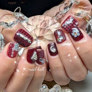 千鳥柄/レッドのネイルデザイン｜ネイルブック 