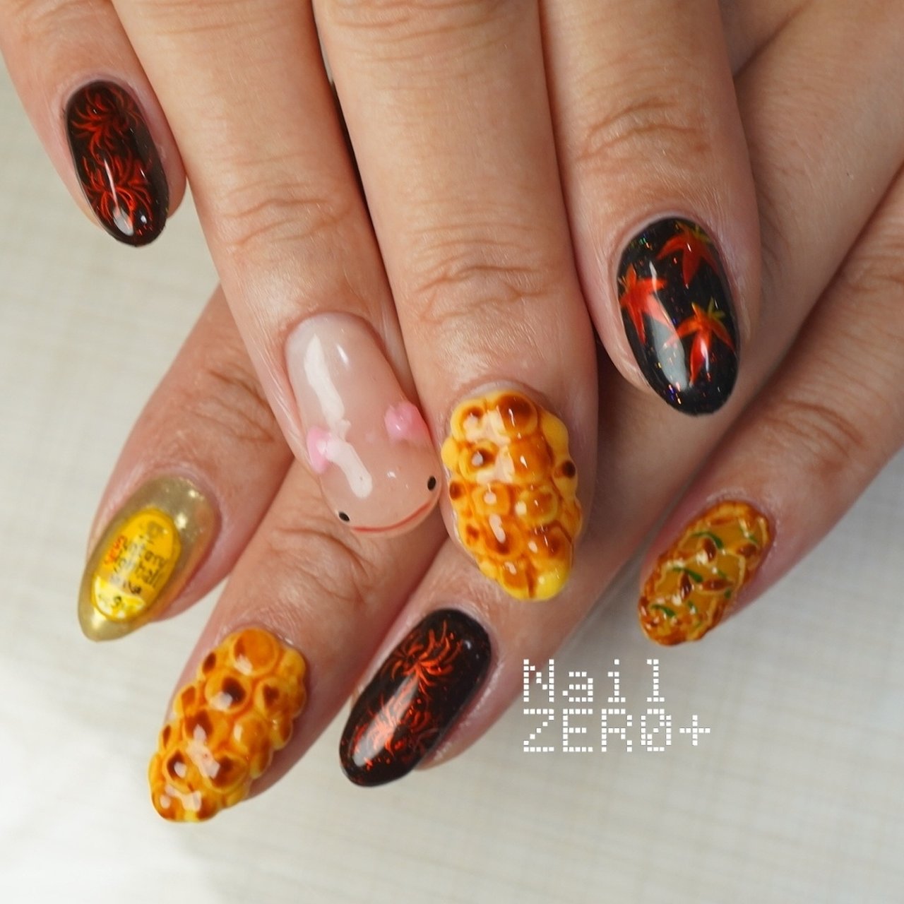 秋/ハンド/3D/個性派/ミディアム - 塩見隼人 [池袋]ネイルゼロプラスの