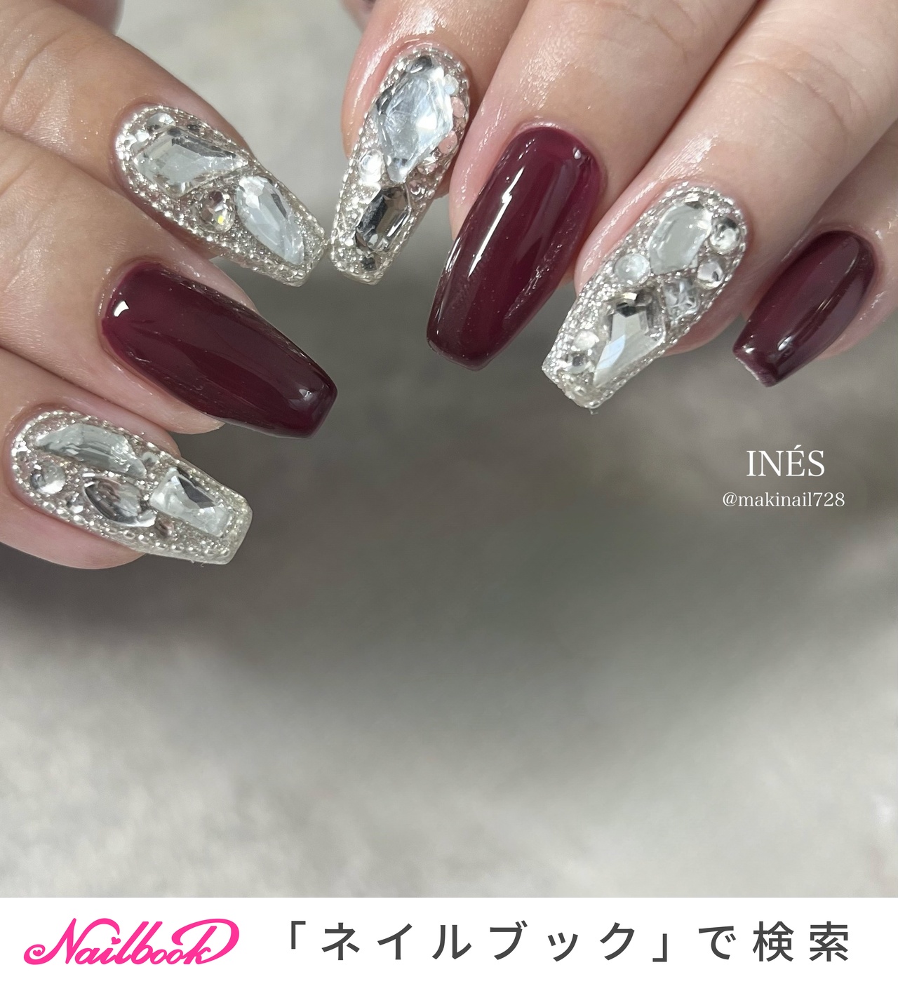 【オーダー】ネイルチップ　マーブル水彩ネイル韓国ワンホンキラキラ　グラデーション 人気順｜ワンホンネイル(ワンホン/中国ネイル/中華ネイル)/＃ワイン