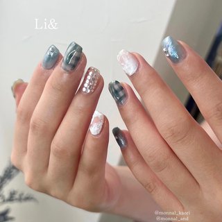 . 【ご予約コース】デザインし放題コース
【メニュー名】個性派ニュアンス
【担当スタッフ】@monnal_kaori
.
ご来店ありがとうございます☺︎
.
.
.
━━━━━━━━━━━━━━━━━━━━
▫️爪にコンプレックスがある
▫️ネイルの持ちが悪い
▫️爪を丈夫に保ちたい
トラブル爪にも対応できるネイルサロン🐚
━━━━━━━━━━━━━━━━━━━━
ご予約はこちら↓

LINE ID @058rlgbk
LINEから24時間ネットご予約受付中です💌

 Li & リアンド
営業時間 9:30～18:00 (Lo.17:00) 
定休日 日曜日・祝日

https://kb-monail.shopinfo.jp/

住所　鯖江市有定町1丁目8-10 2F
西山公園近く⛲️
.
TEL 0778-25-1552
━━━━━━━━━━━━━━━━━━━━
#Li&#リアンド
#monail#もないる
#福井ネイル#福井ネイルサロン
#鯖江ネイル#鯖江ネイルサロン
#ケア#ジェル#スカルプ#フットジェル
#ネイル#アートし放題#深爪矯正福井
#パーフェクトフィルイン福井
#ベース一層残し福井#フィルイン福井
#個性派ニュアンス#個性派#ニュアンス#チェックネイル#うねうね#ぷっくりネイル#ラメネイル #ラメ #チェック #ニュアンス #ぷっくり #個性派 #MONNAL& モナール アンドKAORI/福井市ネイル #ネイルブック