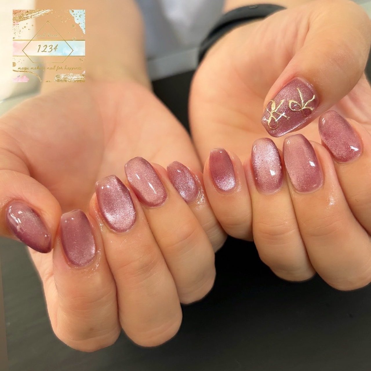 マグネット/ミラー/リボン/パープル - 1234 nailroomのネイルデザイン