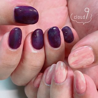 No.328 ネイルチップ ジェルネイル 葡萄 ニュアンス キラキラ 秋 No