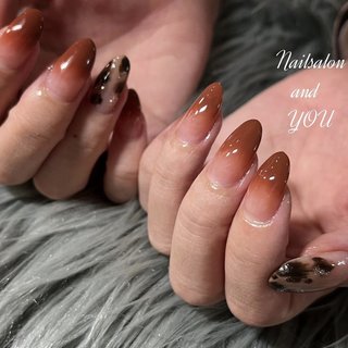 レオパード(ヒョウ柄)/#テラコッタカラーのネイルデザイン｜ネイルブック 