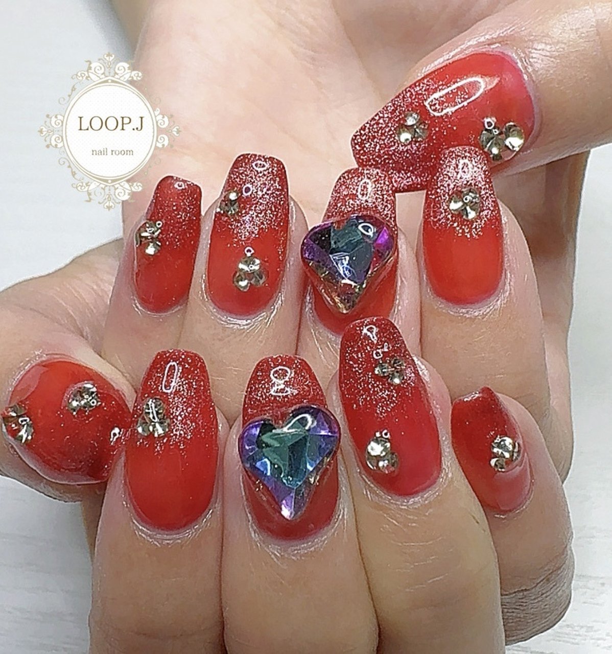 オーダーネイルチップNo.36 マグネット ハート可愛いデザイン オーダーネイルチップNo.36 マグネット ハート可愛いデザイン