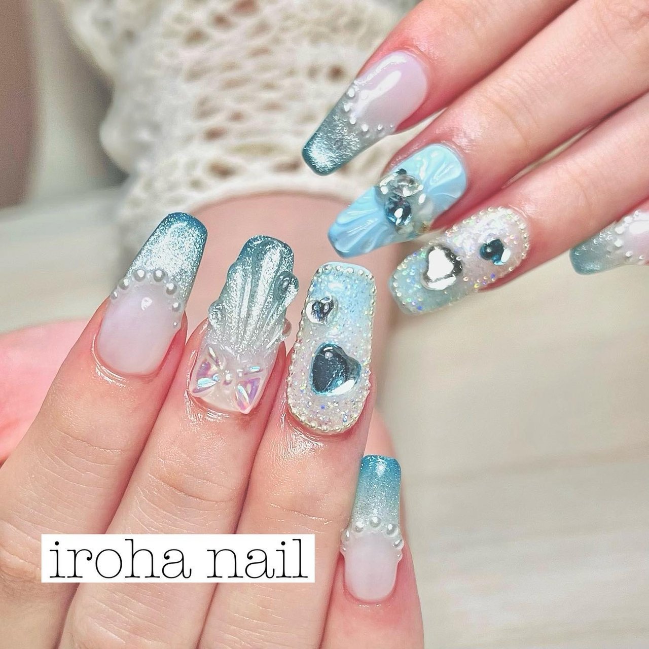 ネイルチップ　オーダー　受付！　 水色　マグネット　キラキラネイル ネイルチップ オーダー 受付！ 水色 マグネット キラキラネイル サイズ