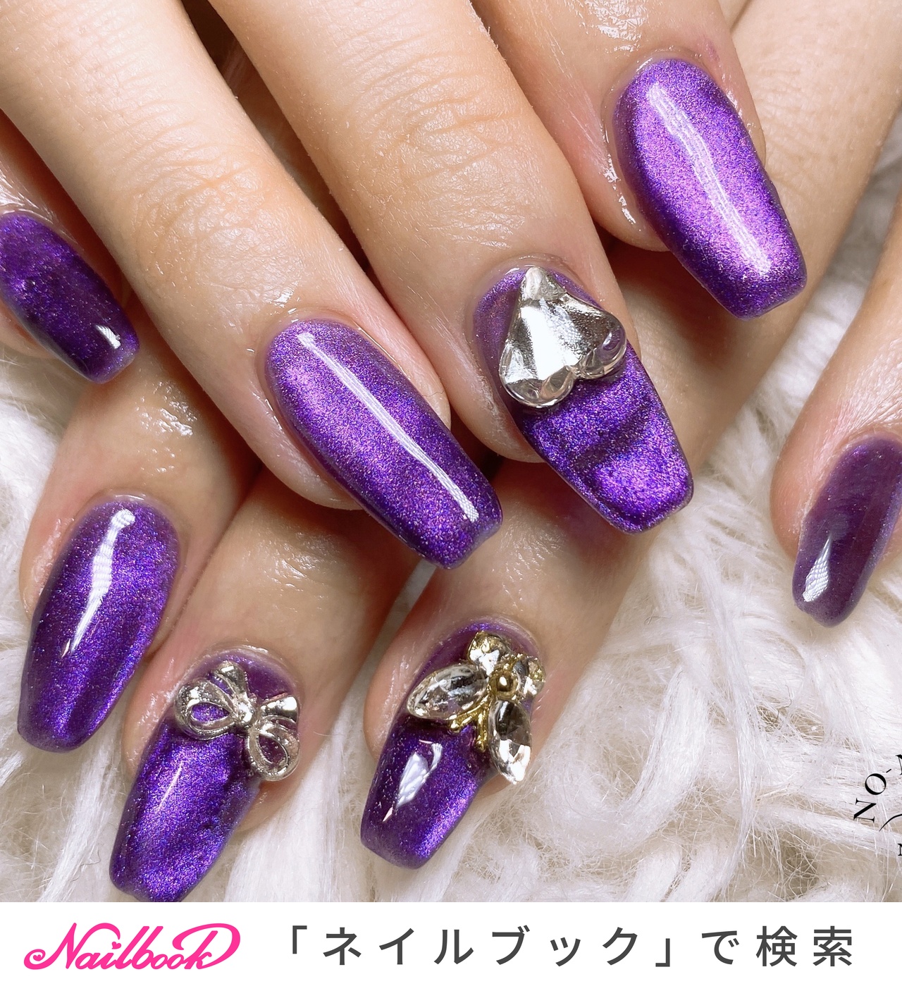 神夜 葵 ドットリボン パープルマグネット さくらネイル ディズニー 1280_lc