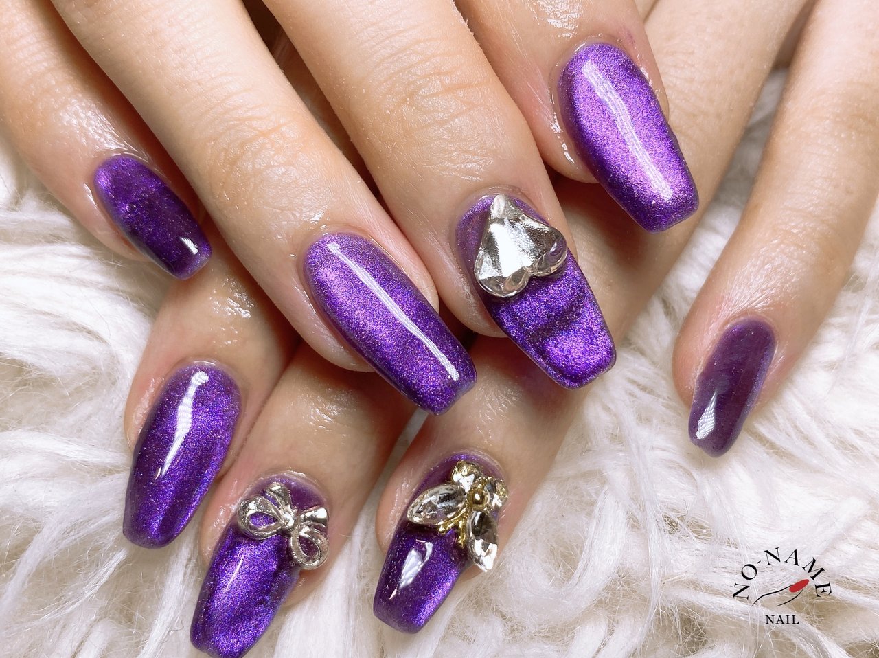 ハンド/マグネット/パープル/ジェルネイル/お客様 - sonomiのネイル