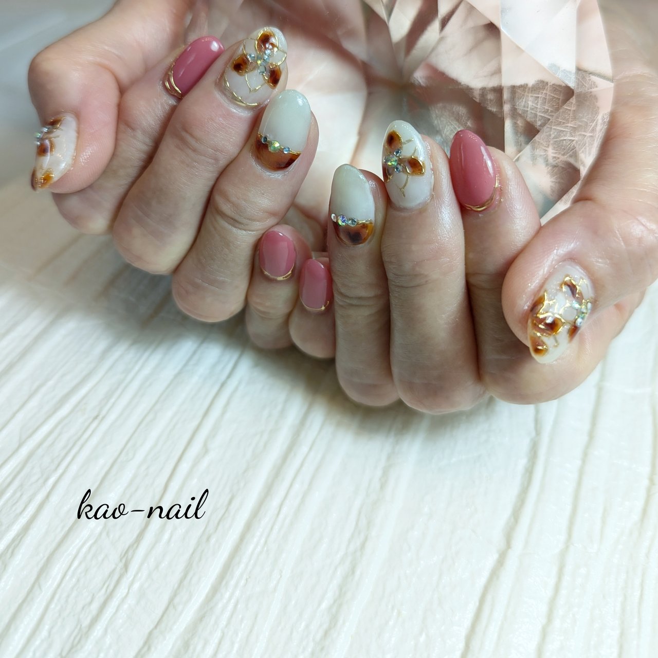 秋/リゾート/ハンド/フラワー/ミラー - kao-nailのネイル