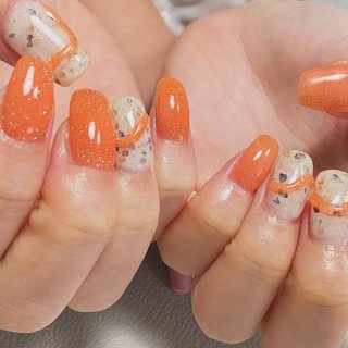オレンジ/#推しネイルのネイルデザイン｜ネイルブック 