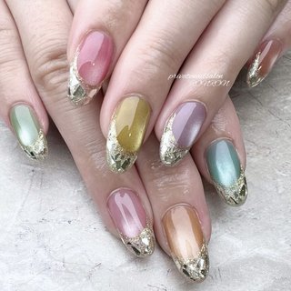 ライブ/マグネット/ガラスフレンチのネイルデザイン｜ネイルブック 