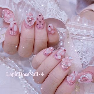 ハート/リボン/#地雷ネイルのネイルデザイン｜ネイルブック 