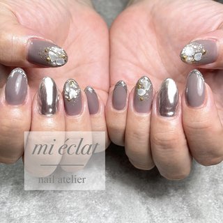 シェル/ミラー/ワンホンネイルのネイルデザイン｜ネイルブック 