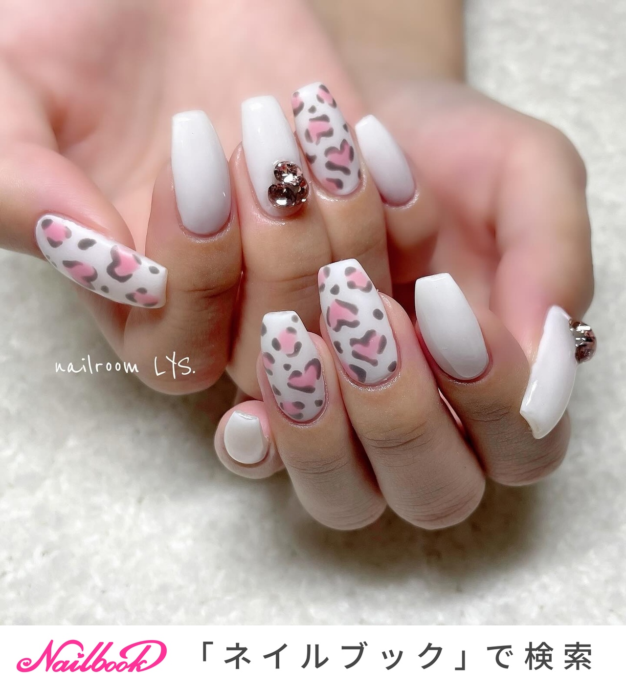 ハート/ピンク/グレーのネイルデザイン｜ネイルブック 