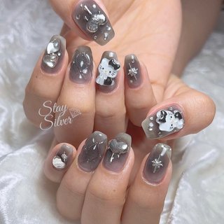 キルティング/ワンホン/黒ネイルのネイルデザイン｜ネイルブック 