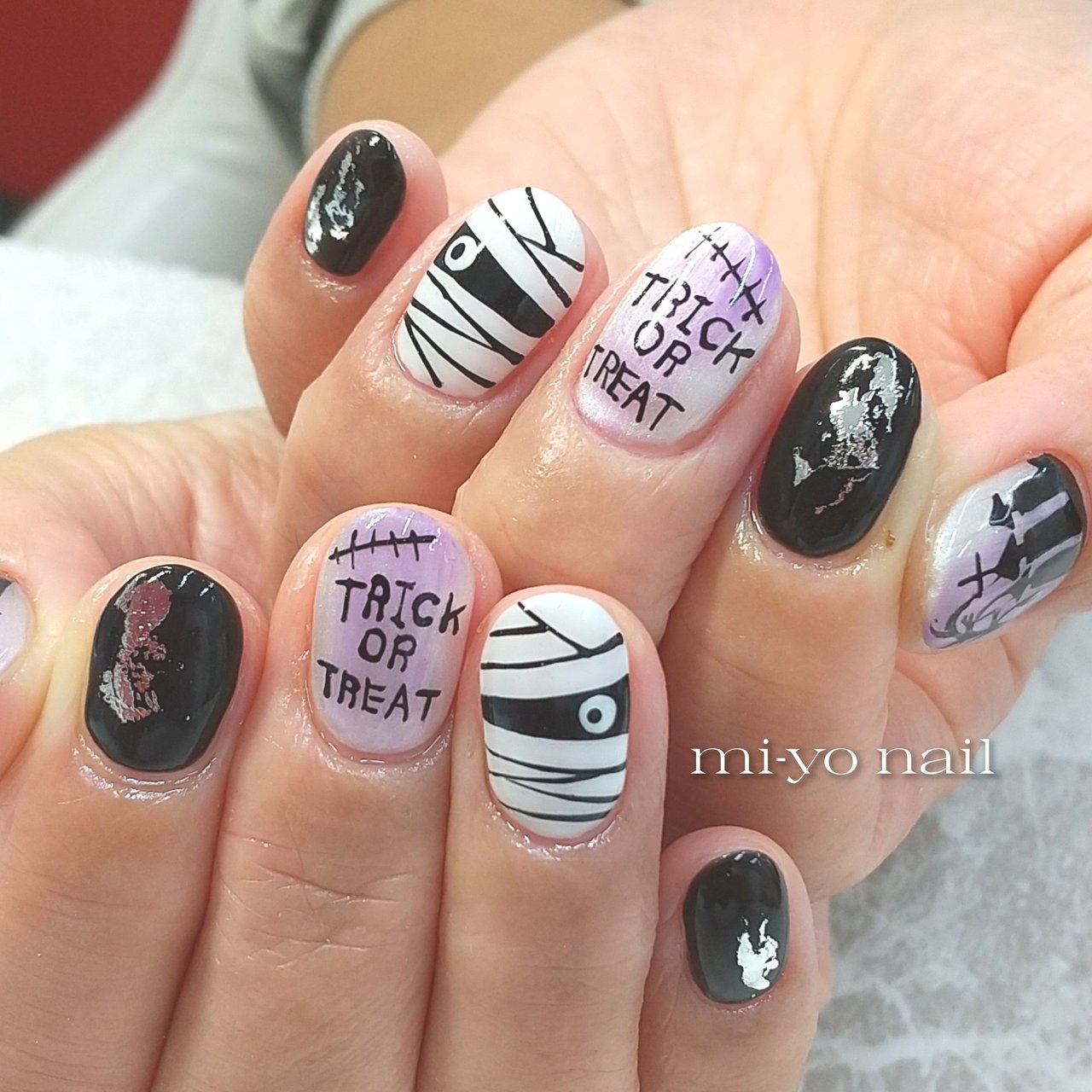 ハロウィン/ハンド/ミディアム/オーバル/パープル - mi-yoのネイル