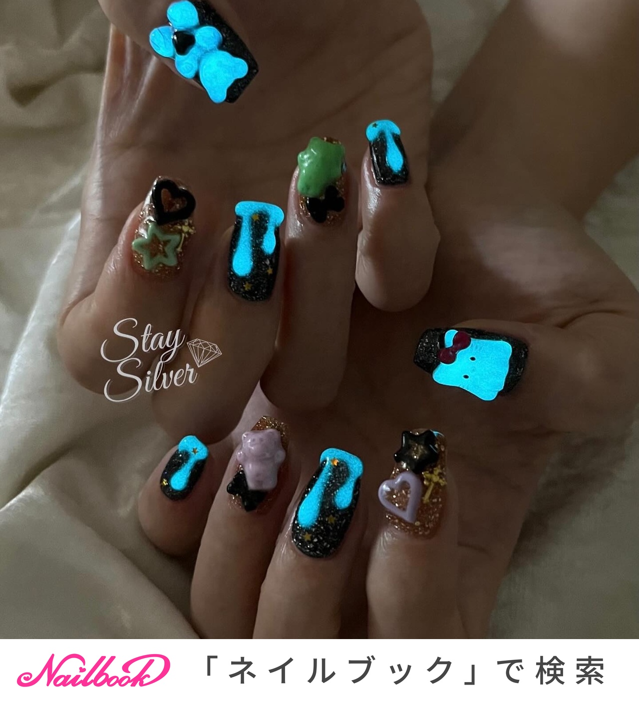 蓄光*ネイルパーツ*ハロウィン*光るパーツ 光る☆ネイルパーツ☆*ディズニー*ハロウィン*蓄光パーツ*の通販