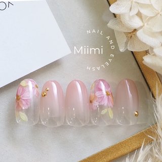 オーダーネイルチップ】コスモス ピンクフラワー 外れる No.33