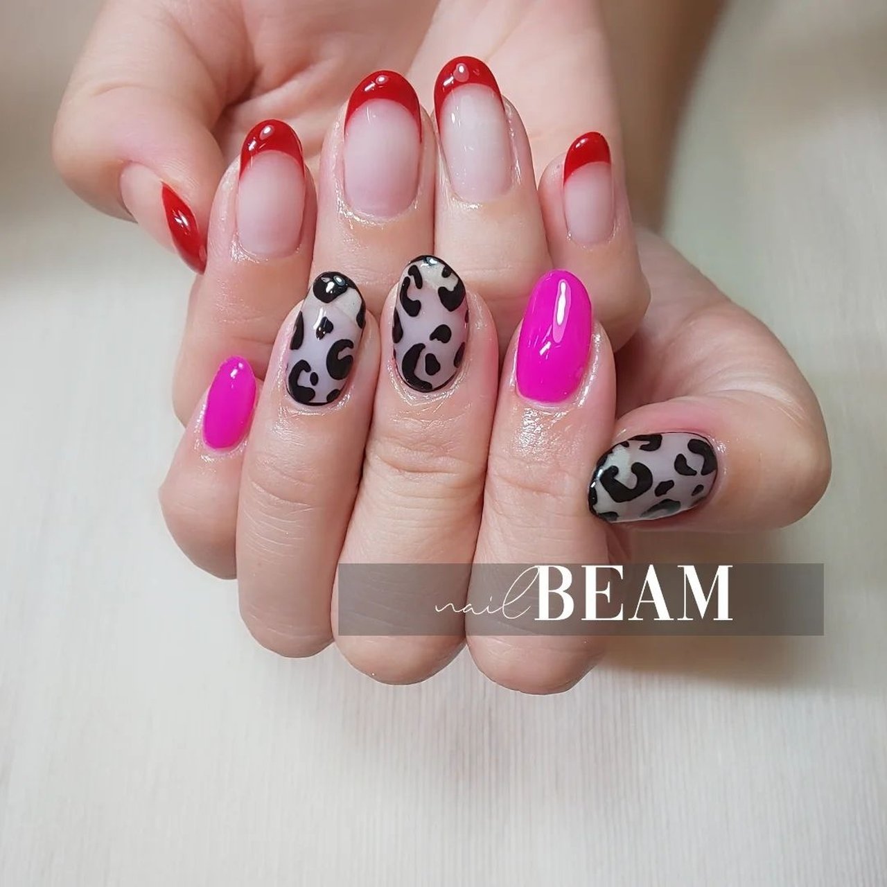 秋/冬/ハンド/フレンチ/レオパード - nailbeamのネイルデザイン[No  