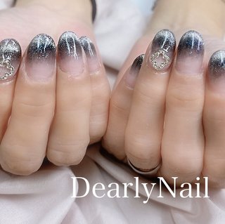 ブラック(黒)/#マグネットフレンチのネイルデザイン｜ネイルブック 