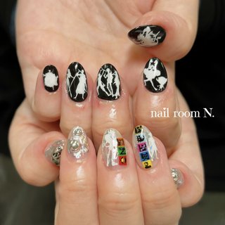 おすすめ順｜ブラック(黒)/#ワンピースネイルのネイルデザイン｜ネイル