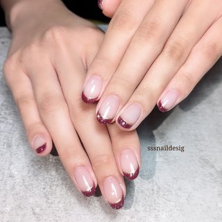 2025年】新着順｜ボルドー/#フラッシュフレンチのネイルデザイン