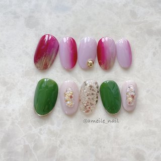 グラデーション/グリーン/ネイルチップのネイルデザイン｜ネイルブック 