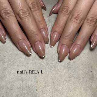 細めフレンチのネイルデザイン｜ネイルブック