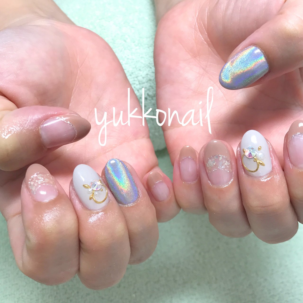 ワンカラー シェル ユニコーン ブラウン メタリック Yukko Nailのネイルデザイン No ネイルブック