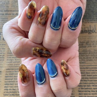 2024年】新着順｜べっ甲/ブルーのネイルデザイン｜ネイルブック 