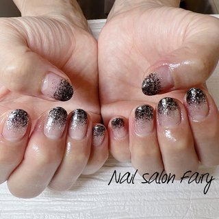 ブラック(黒)/#ガラスフレンチのネイルデザイン｜ネイルブック 