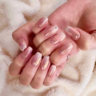 ワンホンネイル(ワンホン/中国ネイル/中華ネイル)/白グラデーションの  