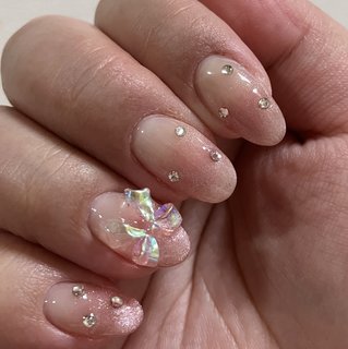 リボン/ピンク/マグネットネイルのネイルデザイン｜ネイルブック 